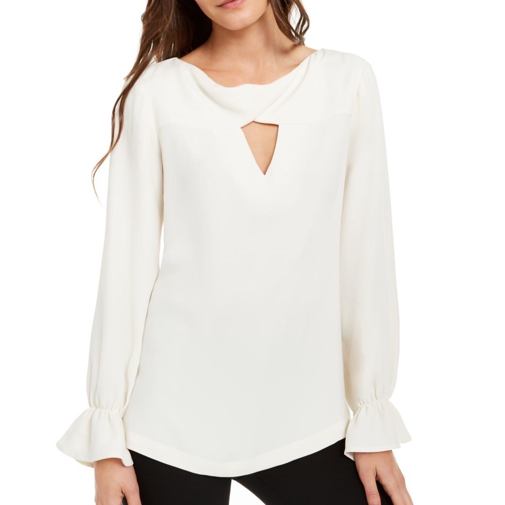 Trina Turk Ayako Twist Yoke Keyhole Blouse.